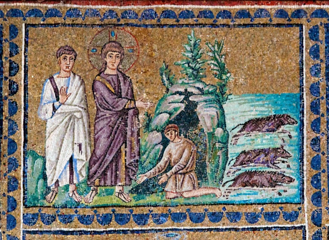 Mosaic of the exorcism of the Gerasene demoniac from the Basilica of Sant'Apollinare Nuovo