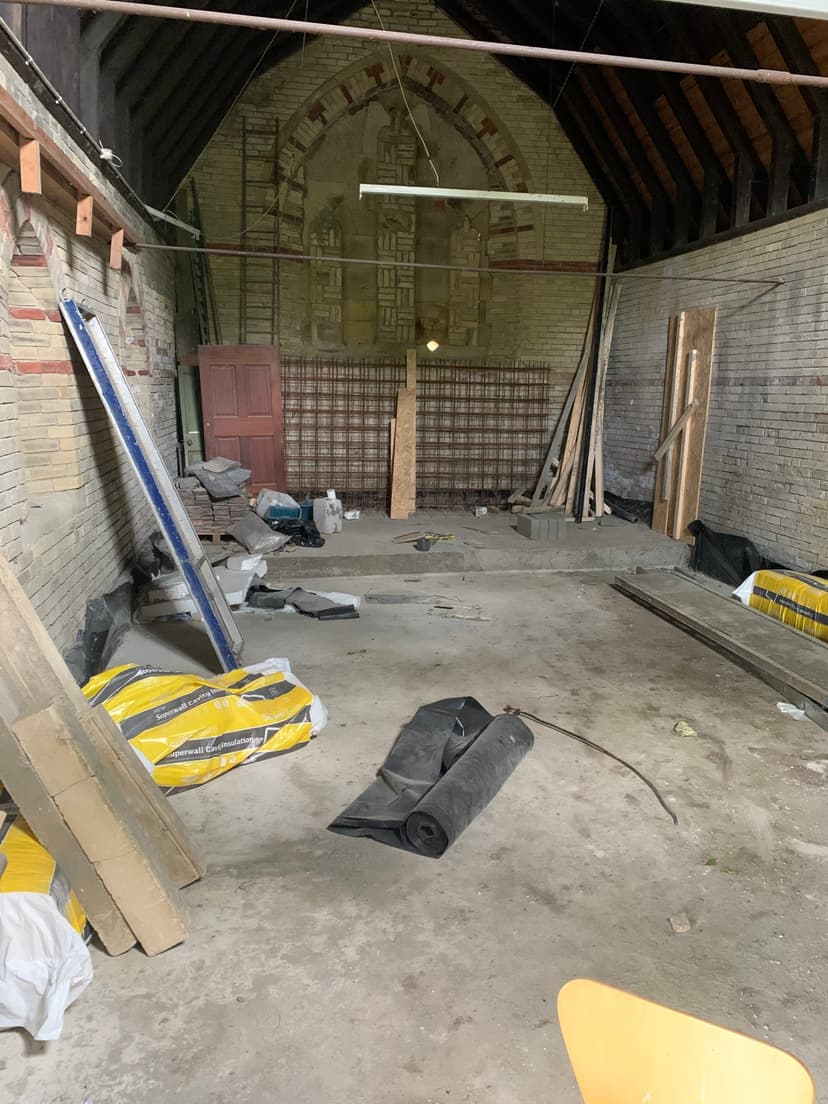 The gutted interior before restoration
